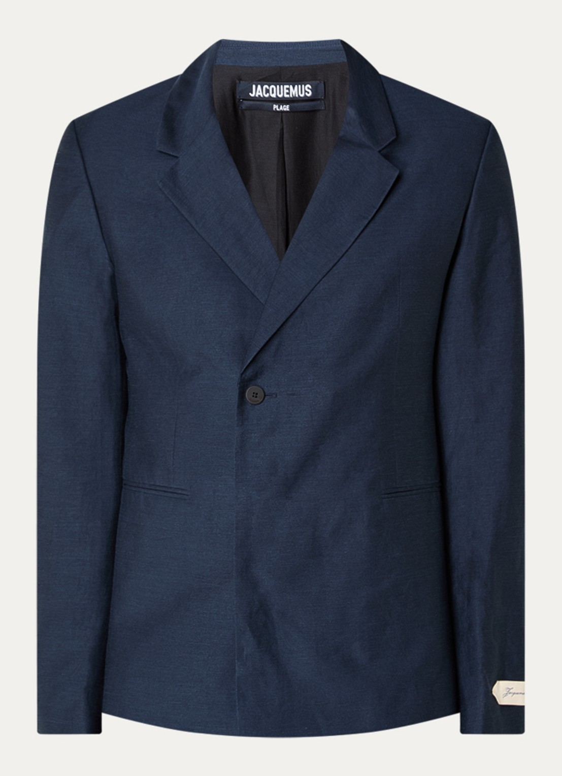 Jacquemus Melo regular fit colbert in linnenblend - voorkant donkerblauw