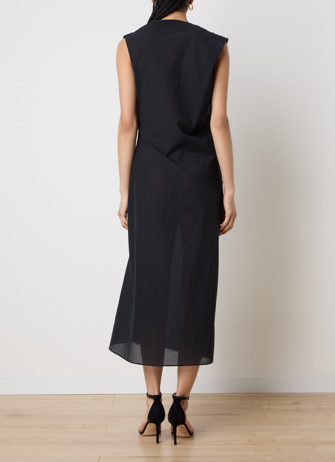 Jacquemus Midi kokerjurk met asymmetrische hals - achterkant 5 zwart
