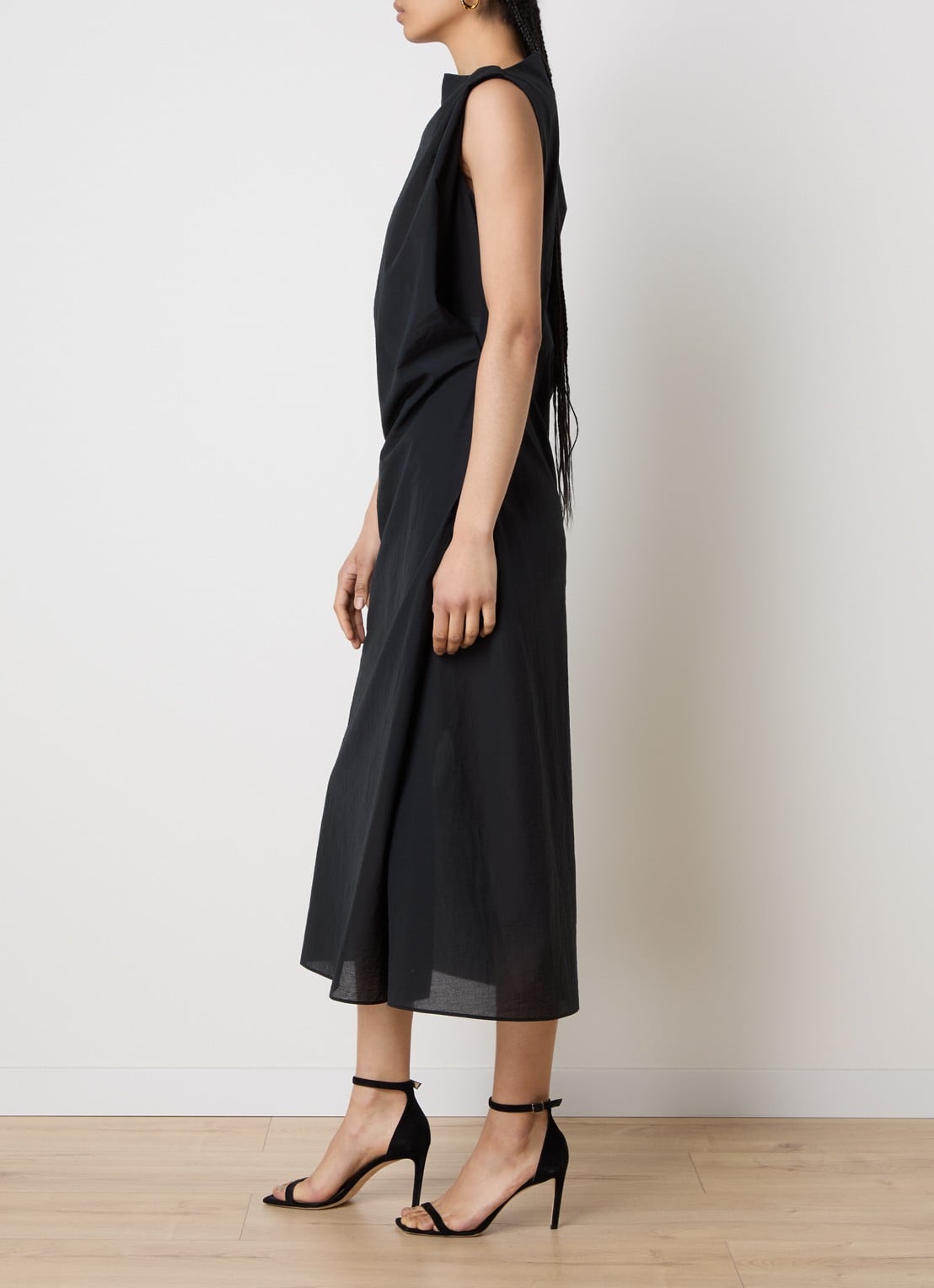 Jacquemus Midi kokerjurk met asymmetrische hals - voorkant 4 zwart