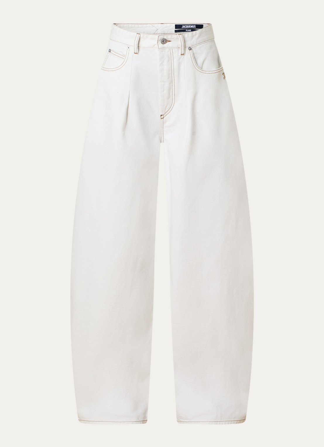 Jacquemus Oval mid waist balloon fit jeans met gekleurde wassing - voorkant wit