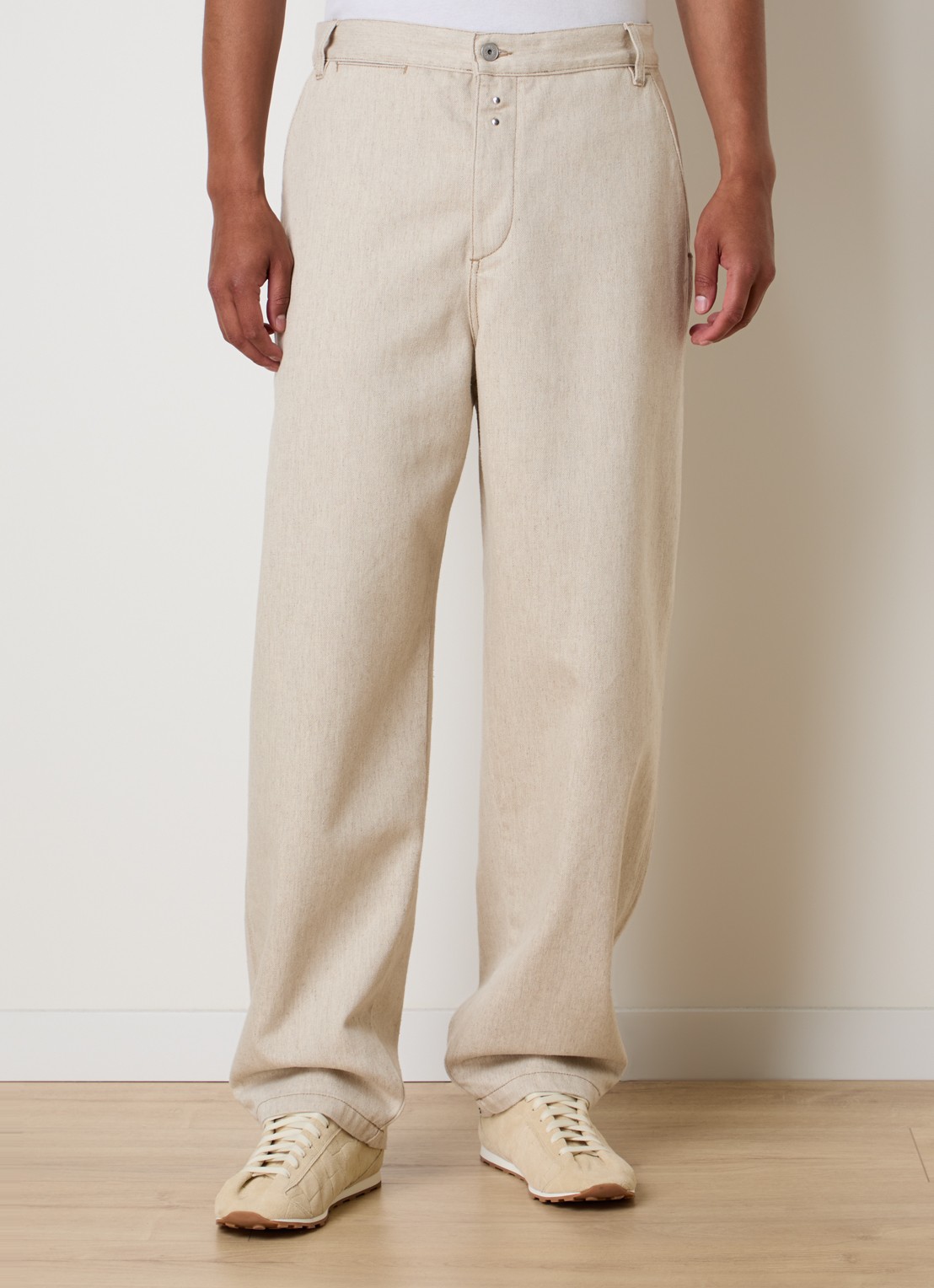 Jacquemus Paysan wide leg jeans met gekleurde wassing - detail 4 creme