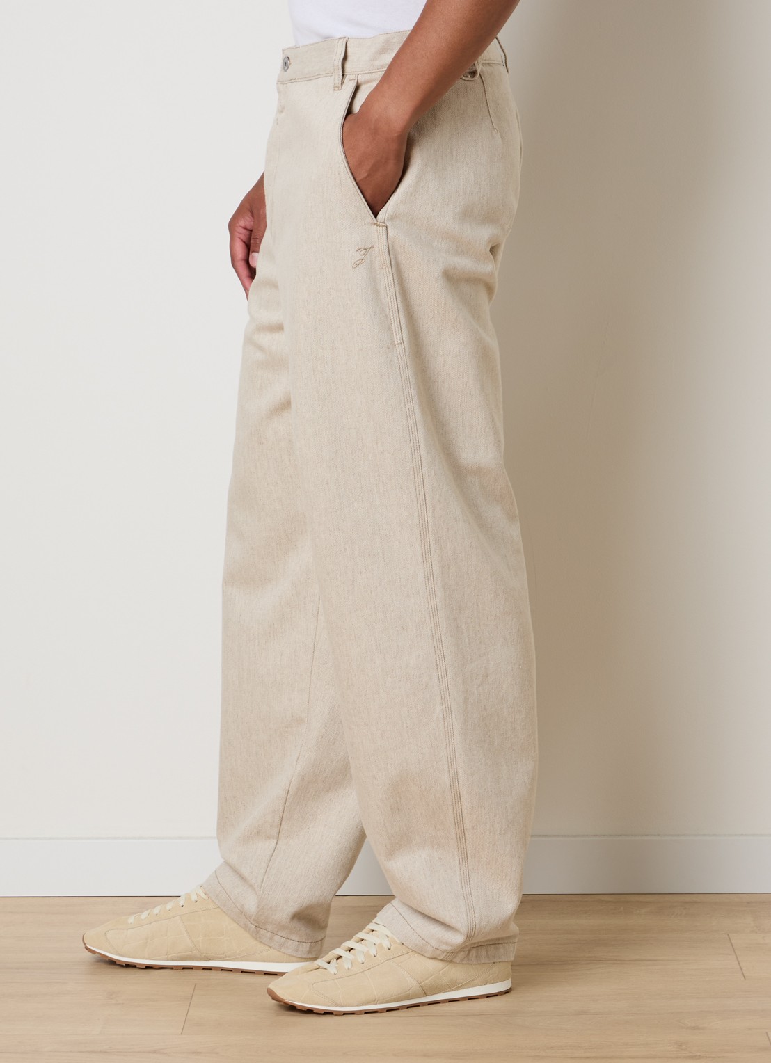 Jacquemus Paysan wide leg jeans met gekleurde wassing - detail 5 creme