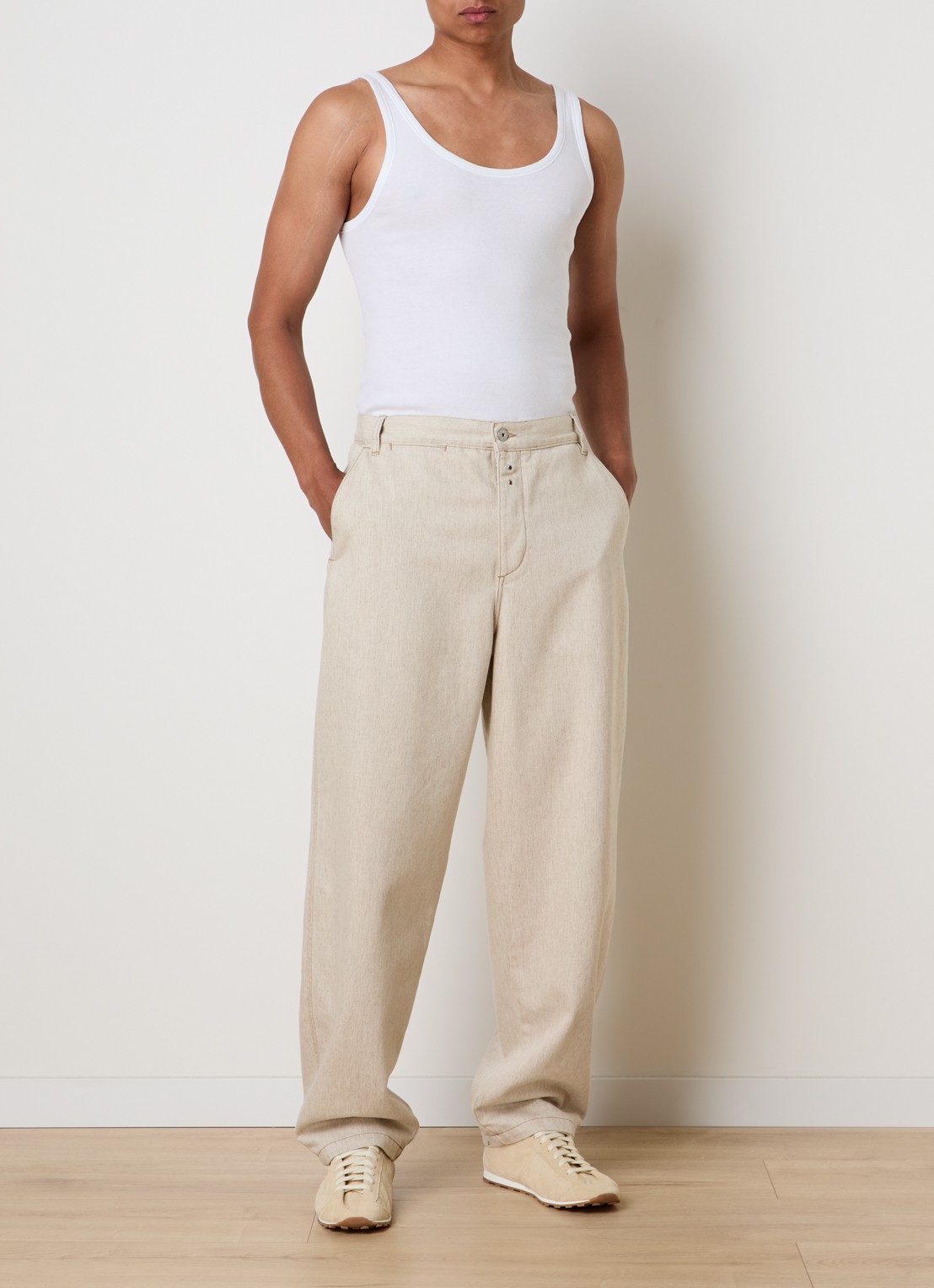 Jacquemus Paysan wide leg jeans met gekleurde wassing - voorkant 3 creme