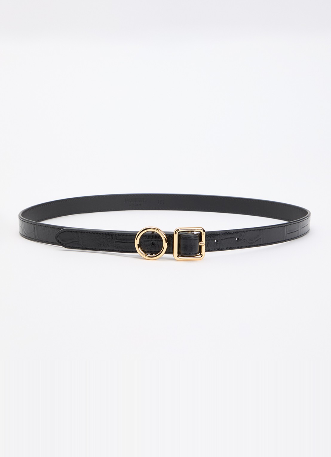 Jacquemus Regalo riem van lakleer met crocostructuur  - voorkant 2 zwart