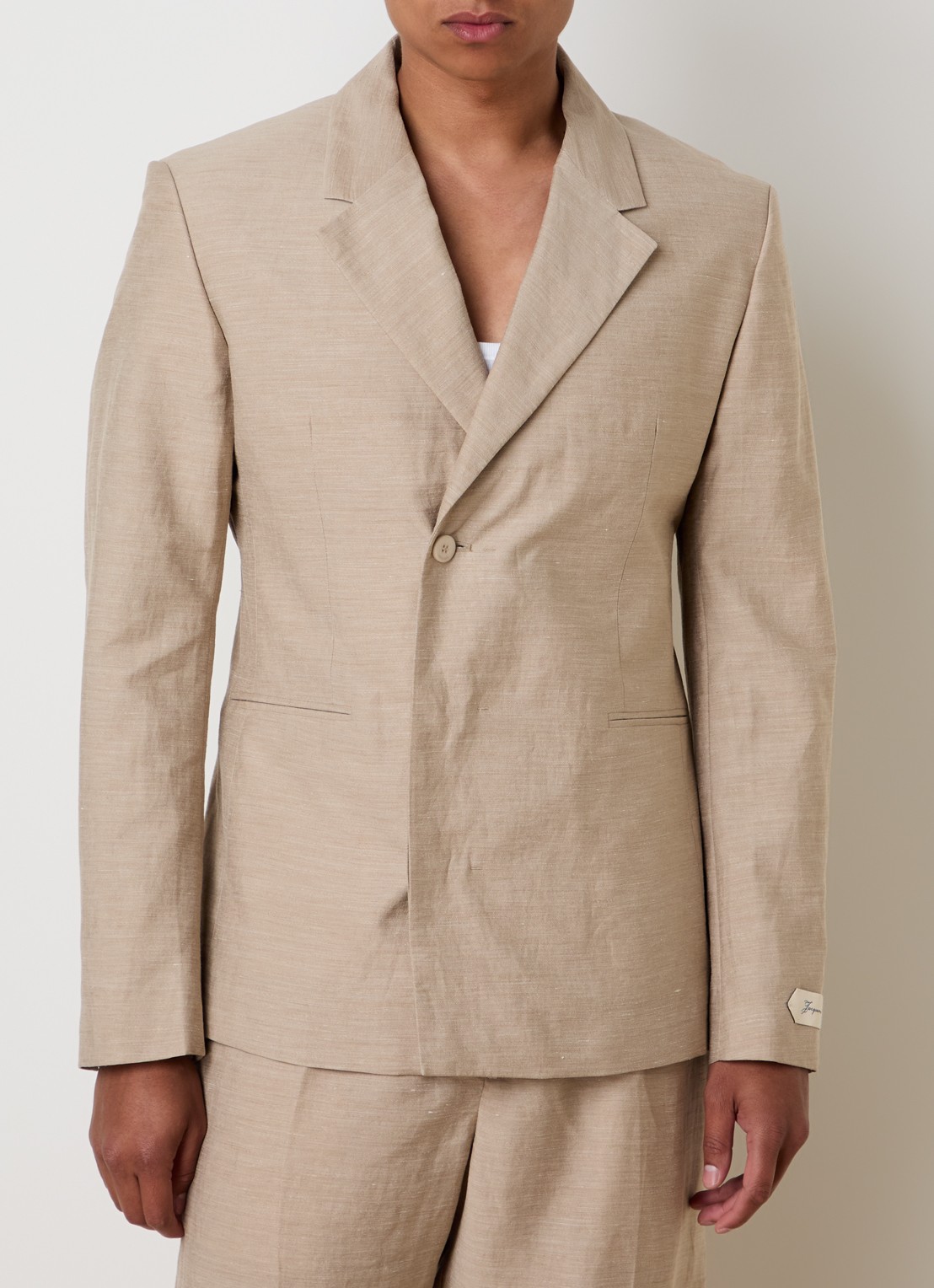 Jacquemus Regular fit colbert in linnenblend - detail 3 beige