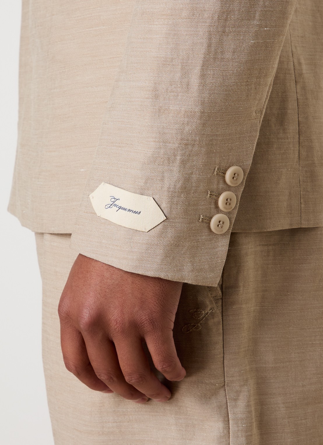 Jacquemus Regular fit colbert in linnenblend - detail 4 beige