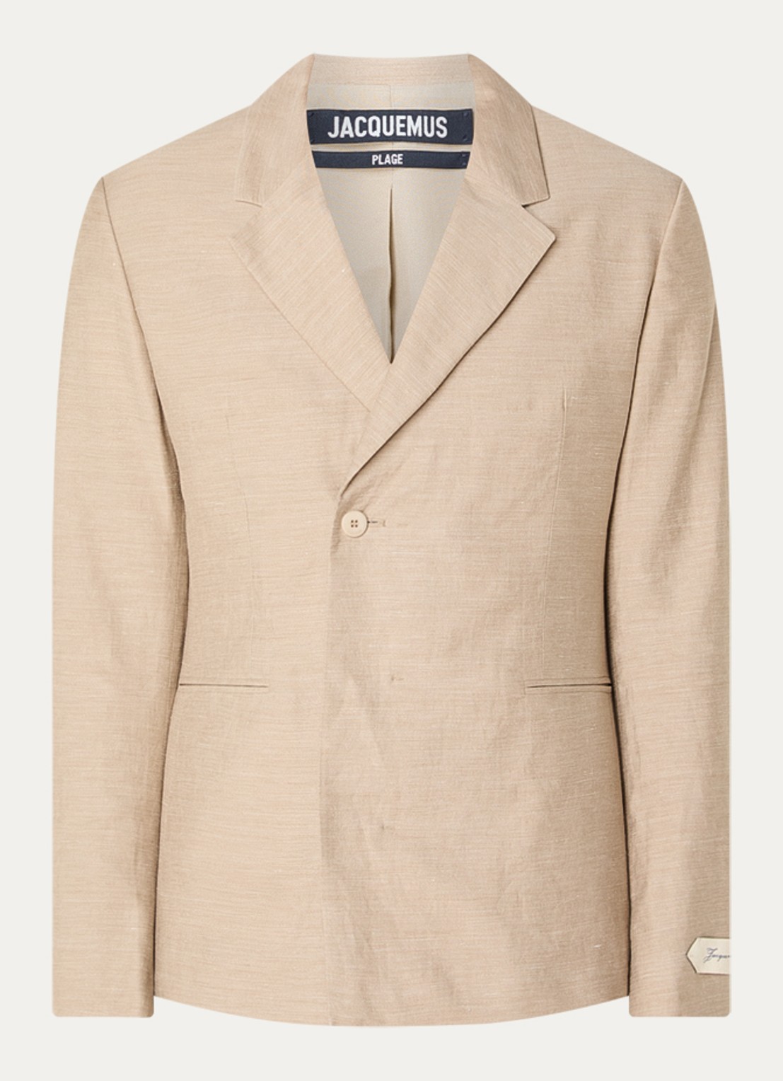 Jacquemus Regular fit colbert in linnenblend - voorkant beige