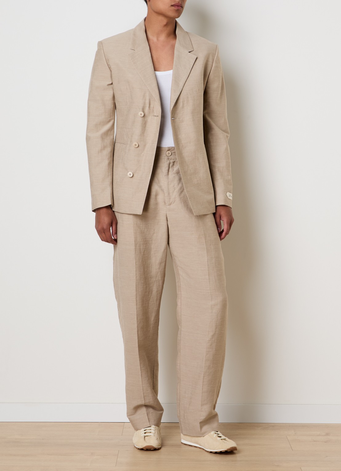 Jacquemus Regular fit colbert in linnenblend - voorkant 2 beige