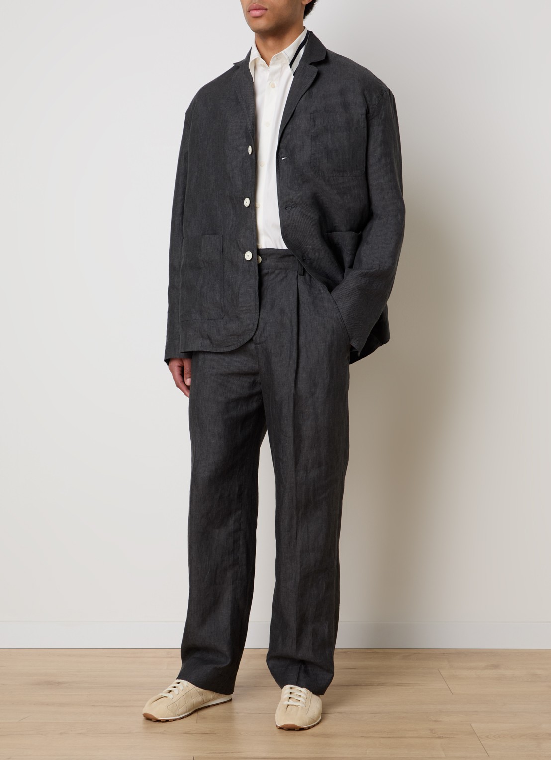 Jacquemus Regular fit colbert met opgestikte zakken - voorkant 3 donkergrijs