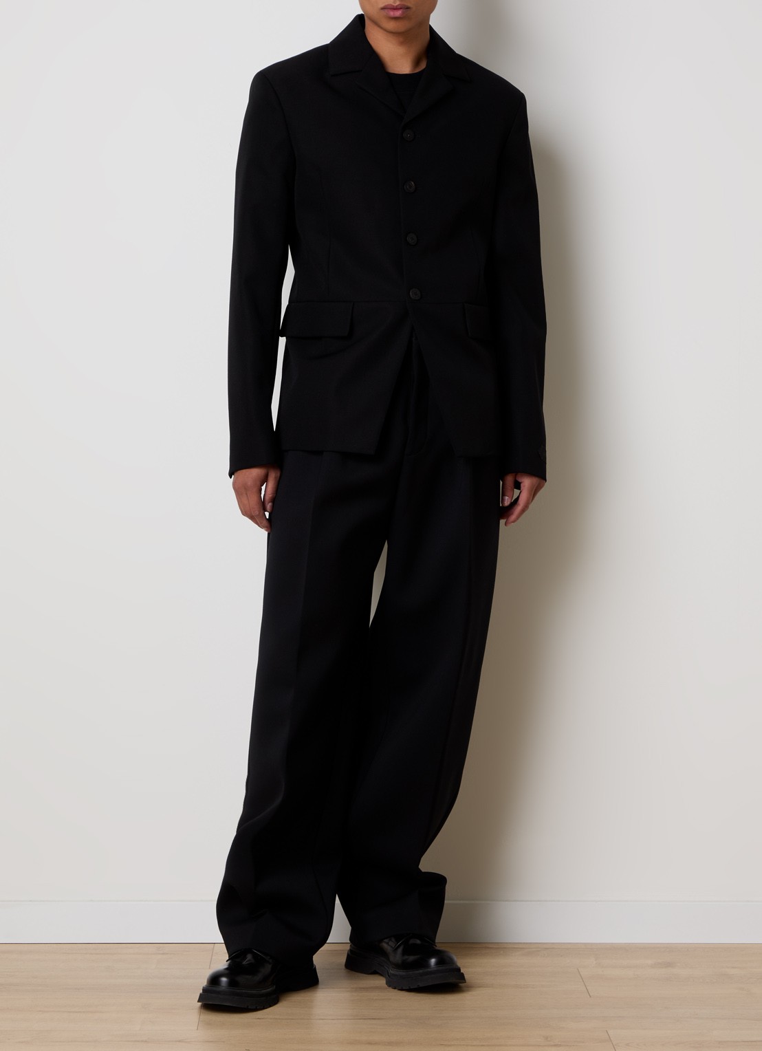 Jacquemus Regular fit colbert van scheerwol met klepzakken - voorkant 5 zwart