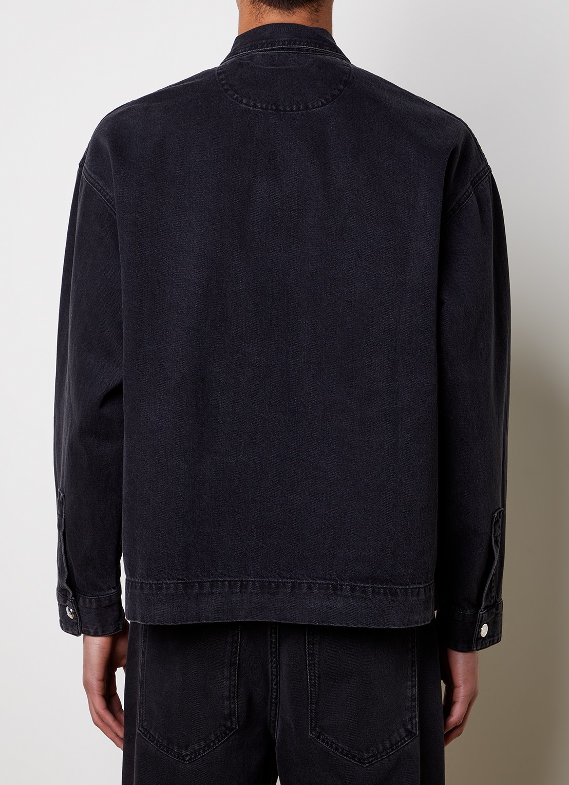 Jacquemus Regular fit overshirt van denim met logo - achterkant 3 zwart