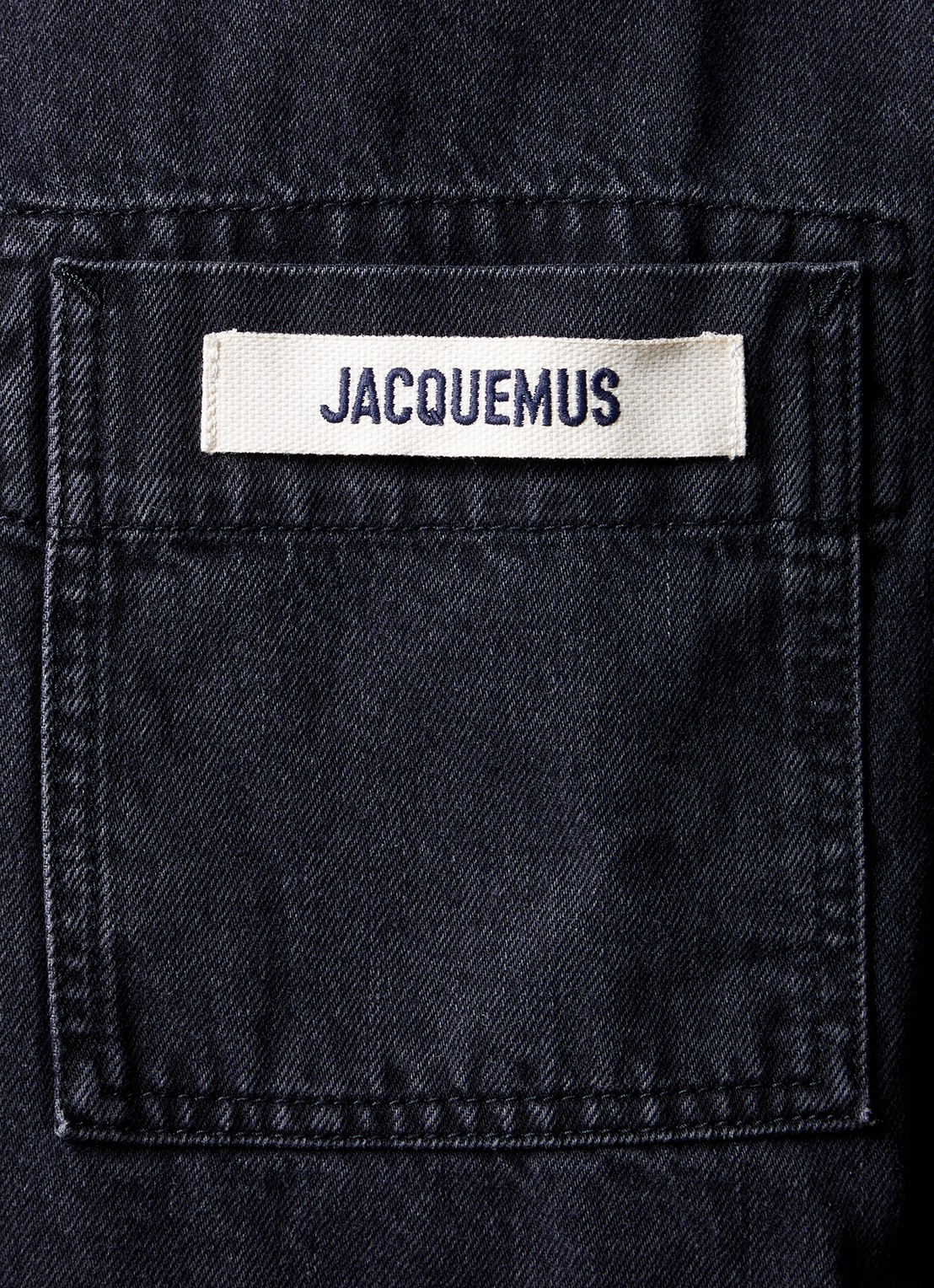 Jacquemus Regular fit overshirt van denim met logo - detail 2 zwart