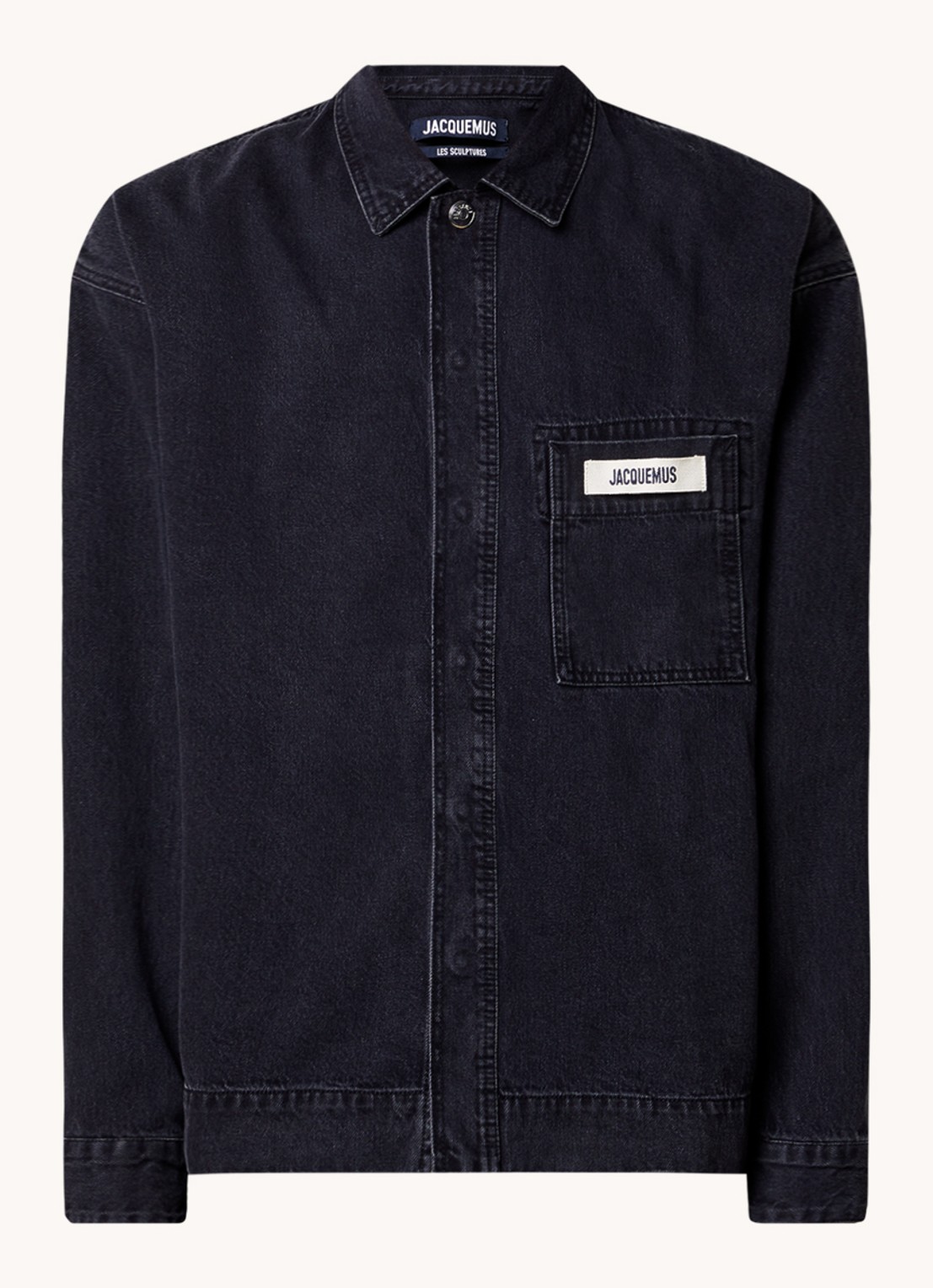 Jacquemus Regular fit overshirt van denim met logo - voorkant 4 zwart