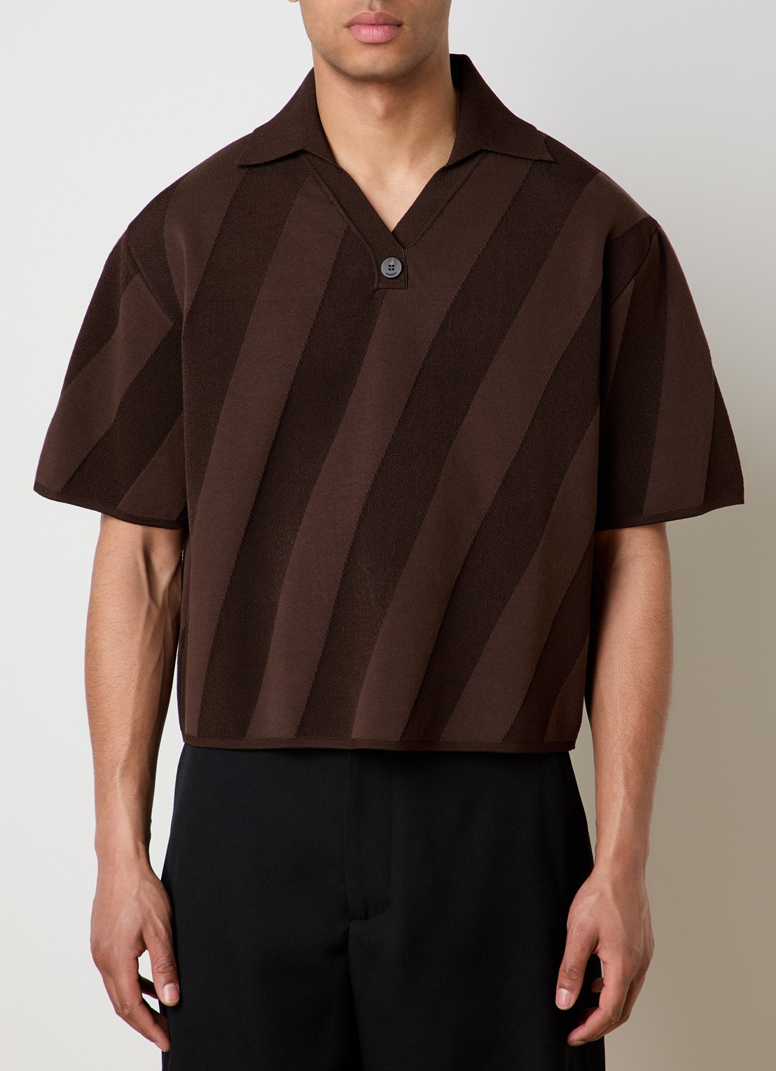 Jacquemus Regular fit polo met streepprint - detail 4 donkerbruin