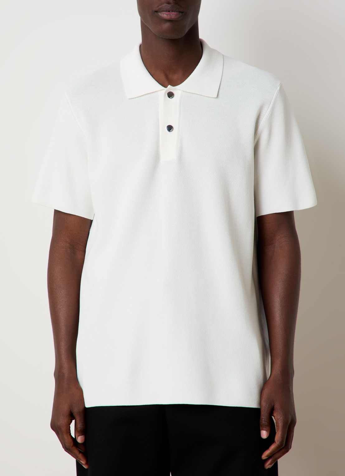 Jacquemus Regular fit polo met structuur - detail 3 gebroken wit
