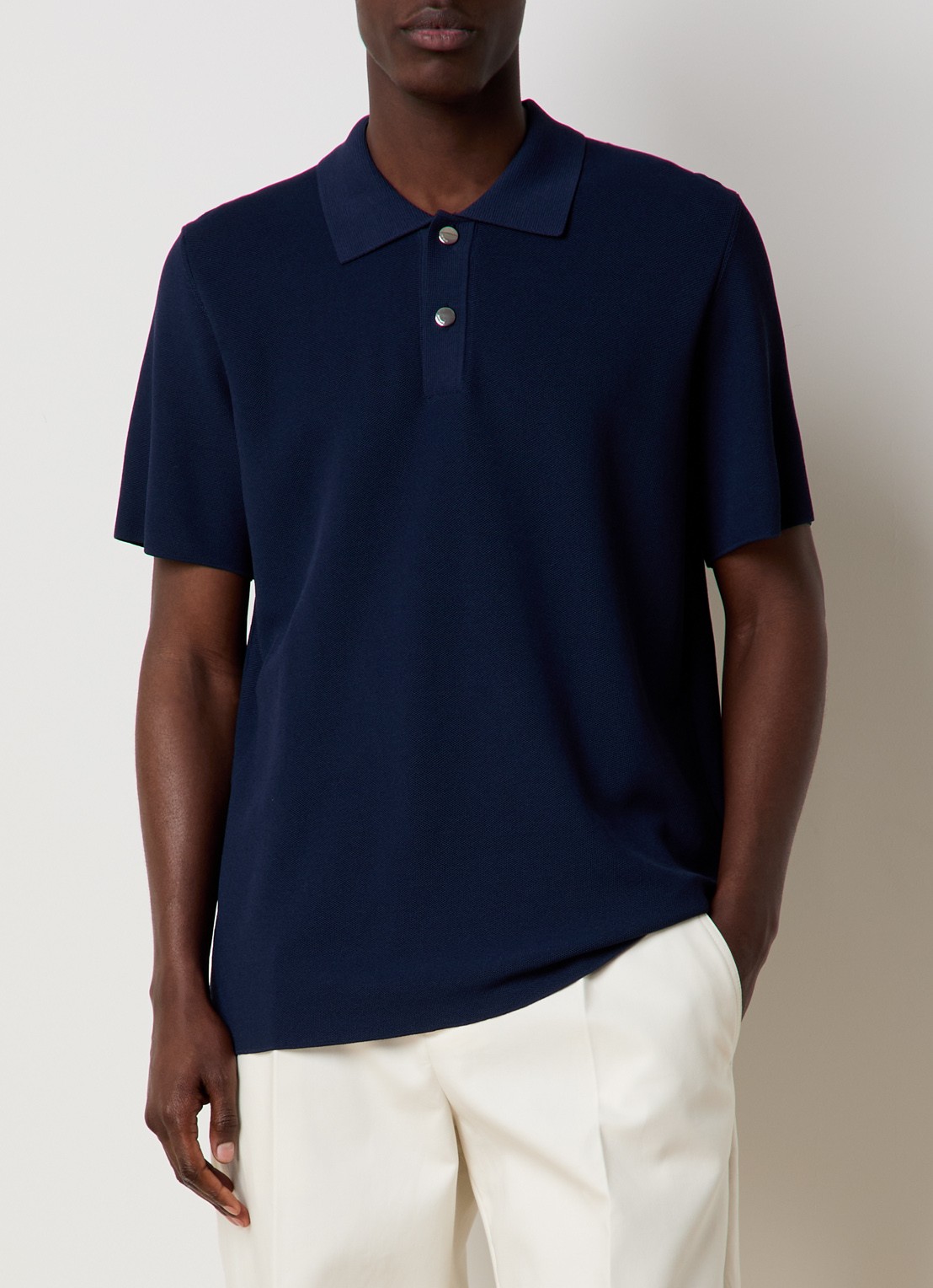 Jacquemus Regular fit polo met structuur - detail 3 donkerblauw