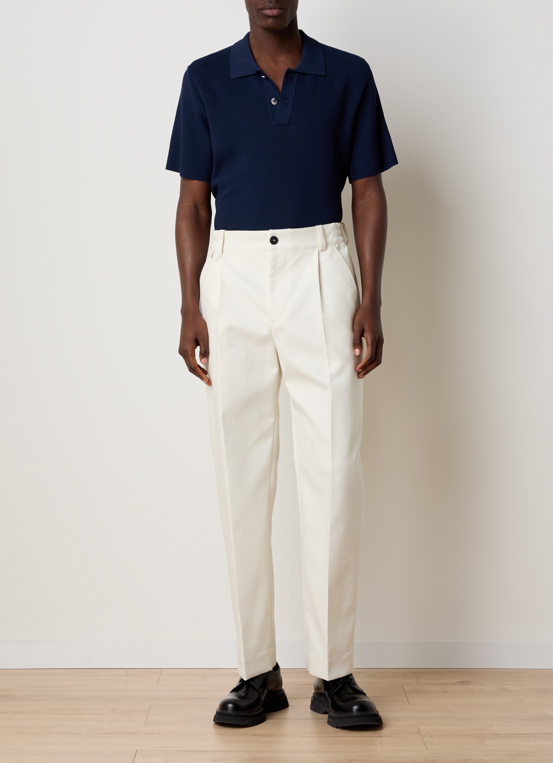 Jacquemus Regular fit polo met structuur - voorkant 2 donkerblauw