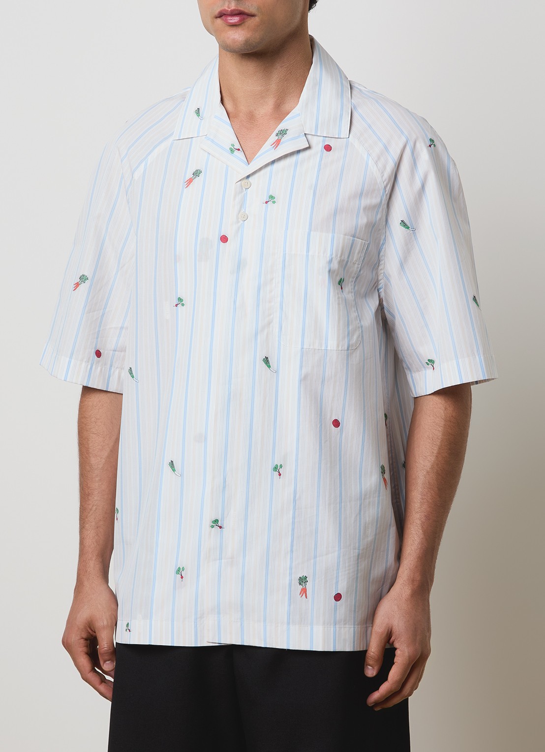 Jacquemus Romarin regular fit overhemd met streepprint - detail lichtblauw