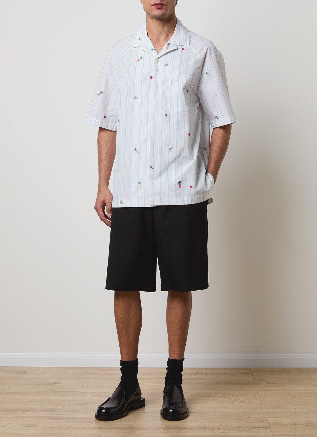 Jacquemus Romarin regular fit overhemd met streepprint - voorkant 4 lichtblauw