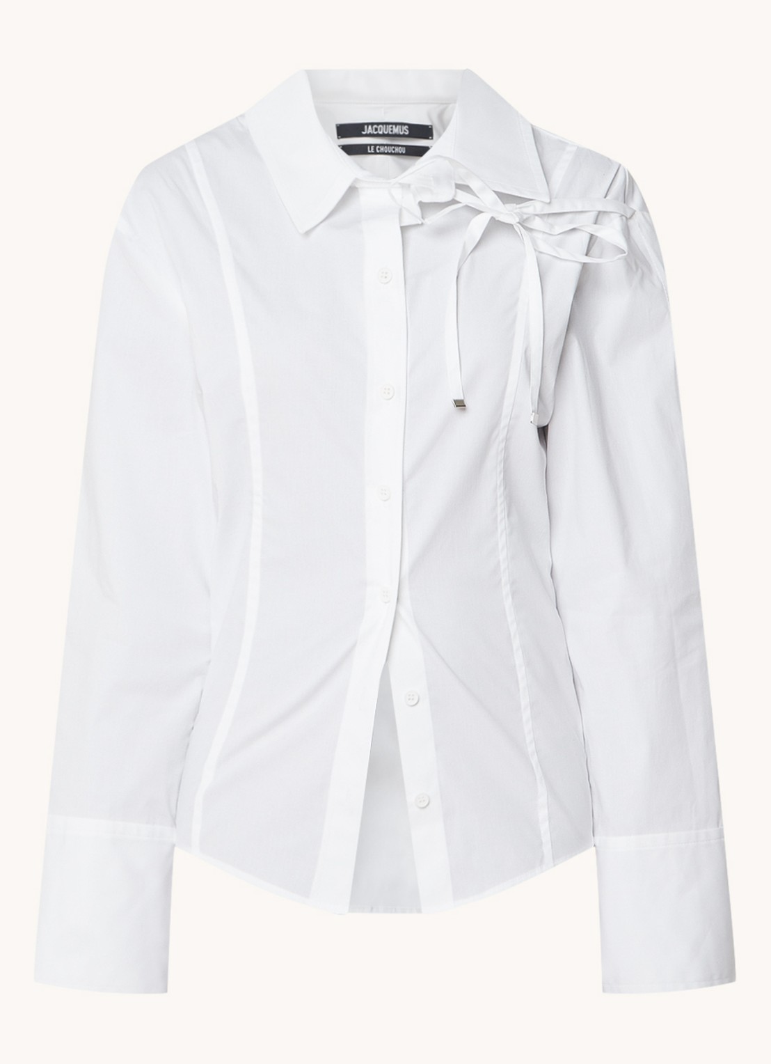 Jacquemus Ruban blouse met asymmetrische kraag - voorkant 4 wit