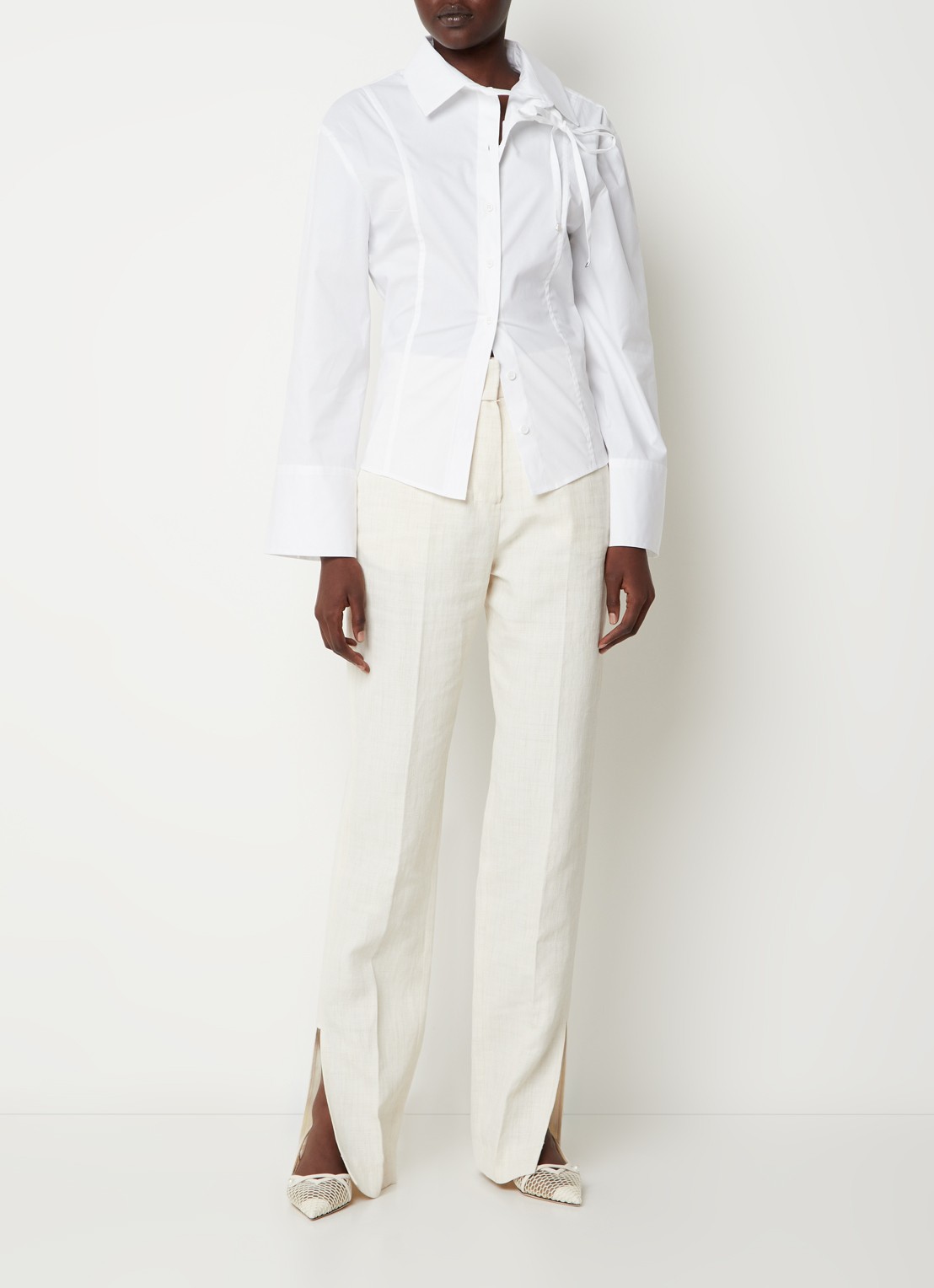 Jacquemus Ruban blouse met asymmetrische kraag - voorkant 5 wit