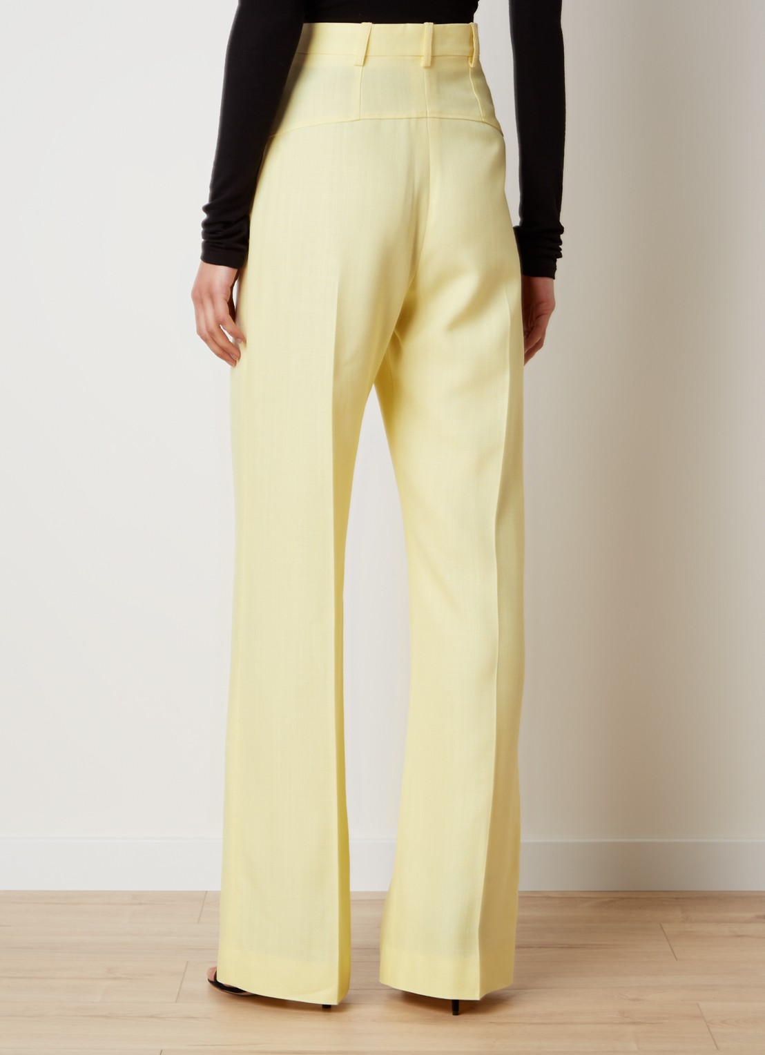Jacquemus Sauge high waist flared fit pantalon met steekzakken - achterkant 3 lichtgeel