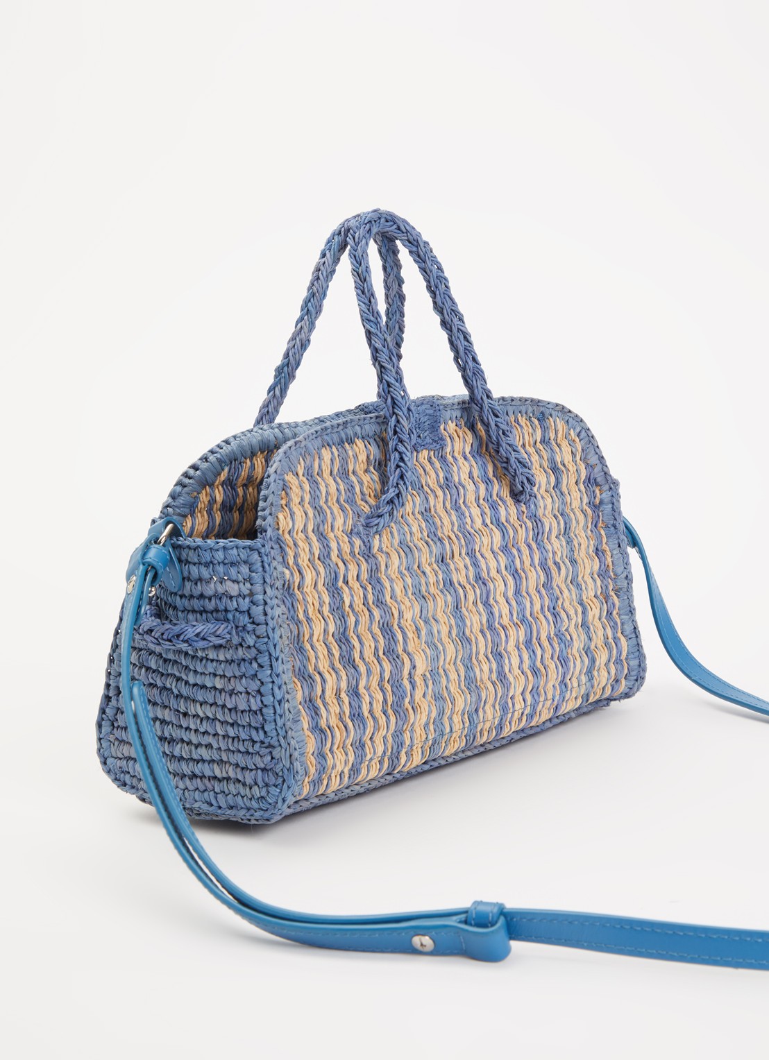 Jacquemus Schoudertas van raffia - achterkant 6 blauw