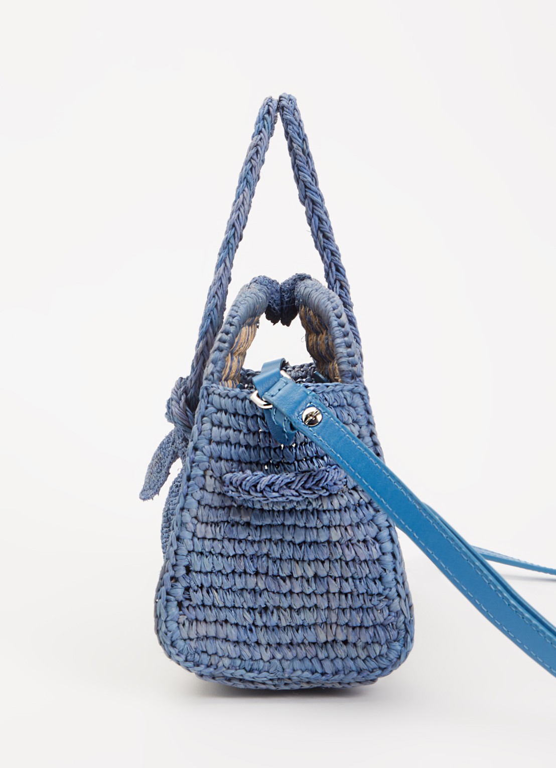 Jacquemus Schoudertas van raffia - detail 2 blauw
