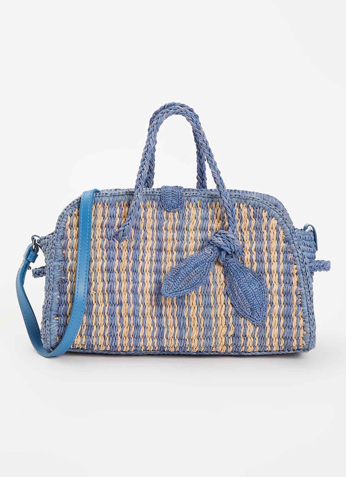 Jacquemus Schoudertas van raffia - voorkant 5 blauw