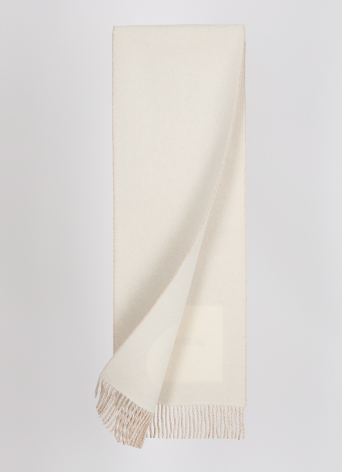 Jacquemus Sjaal van scheerwol met logoprint 30  x 190 cm - detail beige