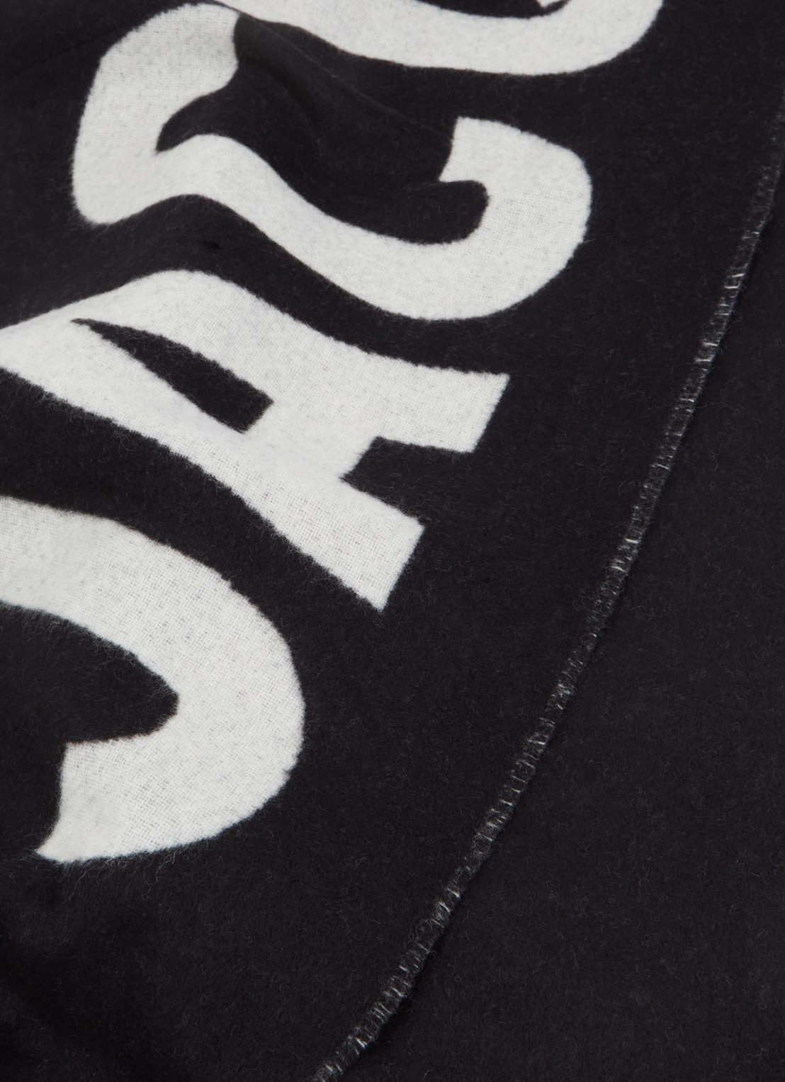 Jacquemus Sjaal van wol met logoprint 200 x 35 cm - detail zwart