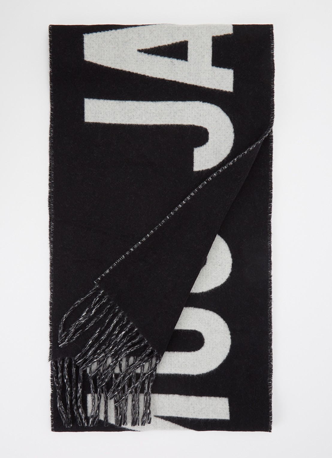 Jacquemus Sjaal van wol met logoprint 200 x 35 cm - voorkant 2 zwart