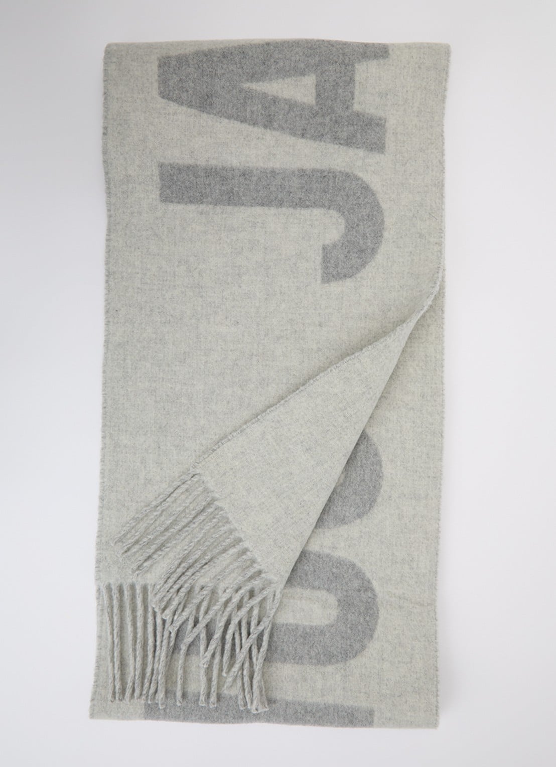 Jacquemus Sjaal van wol met logoprint 200 x 35 cm - voorkant 2 grijs
