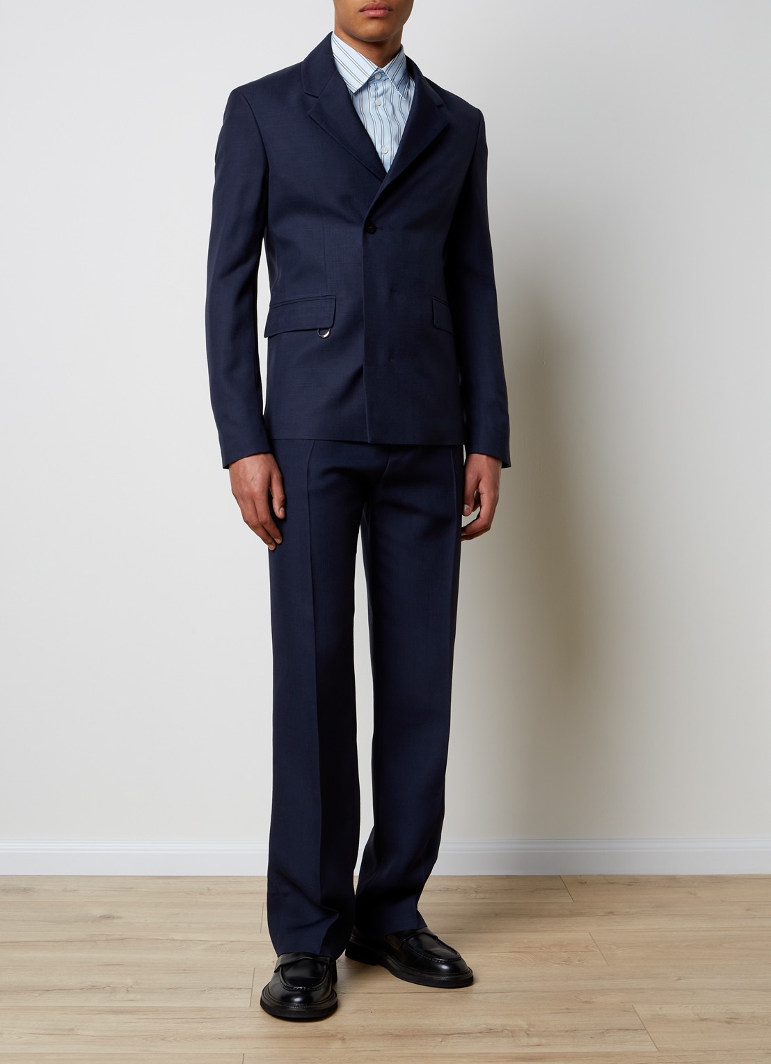 Jacquemus Slim fit colbert met klepzakken - voorkant 2 donkerblauw