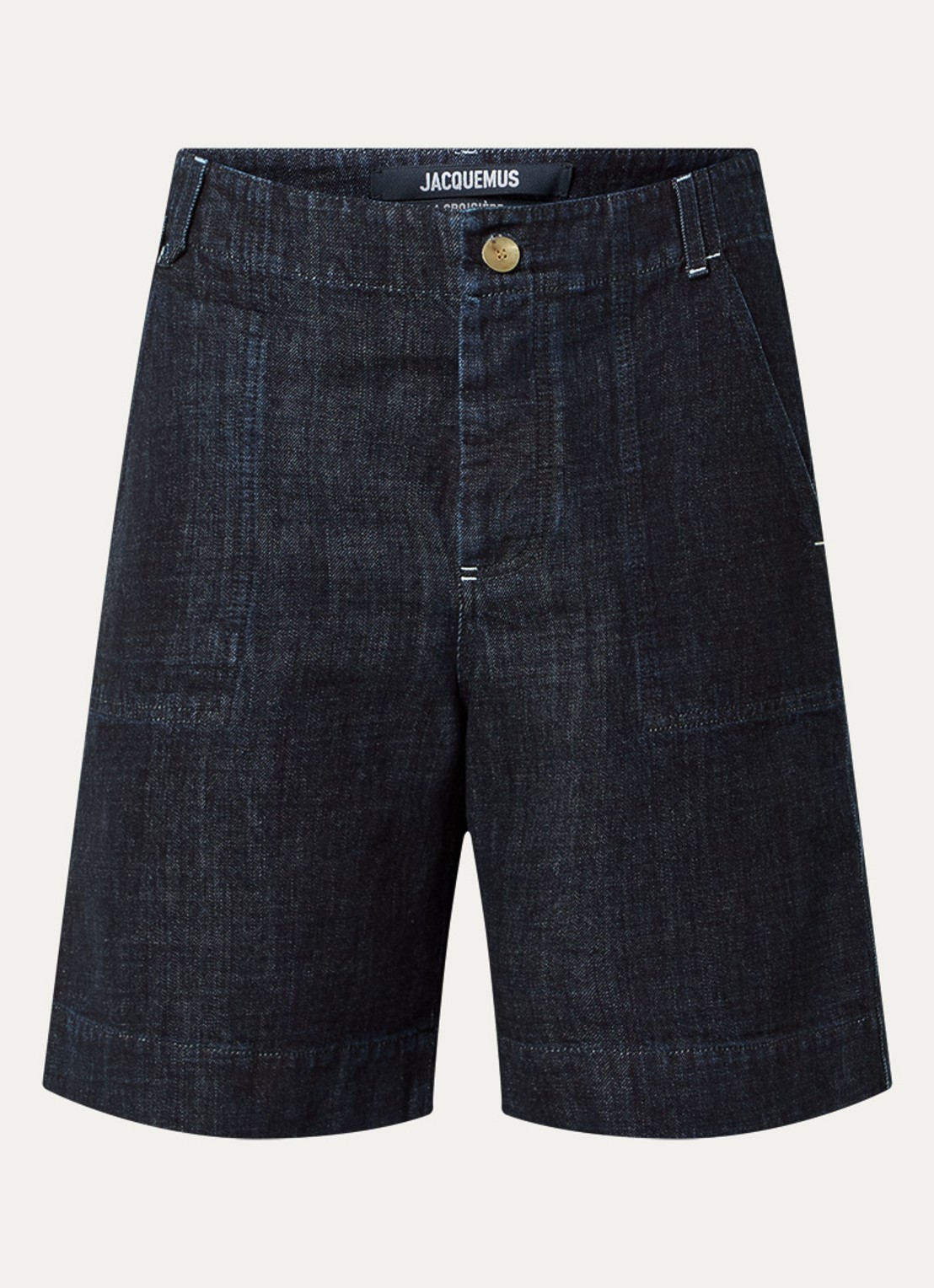 Jacquemus Straight fit korte broek van denim met donkere wassing - voorkant 4 indigo
