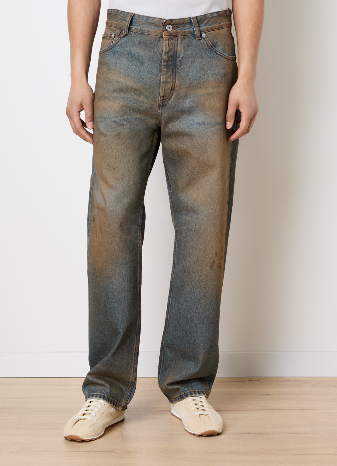 Jacquemus Straight leg jeans met verwassen afwerking - detail 4 beige