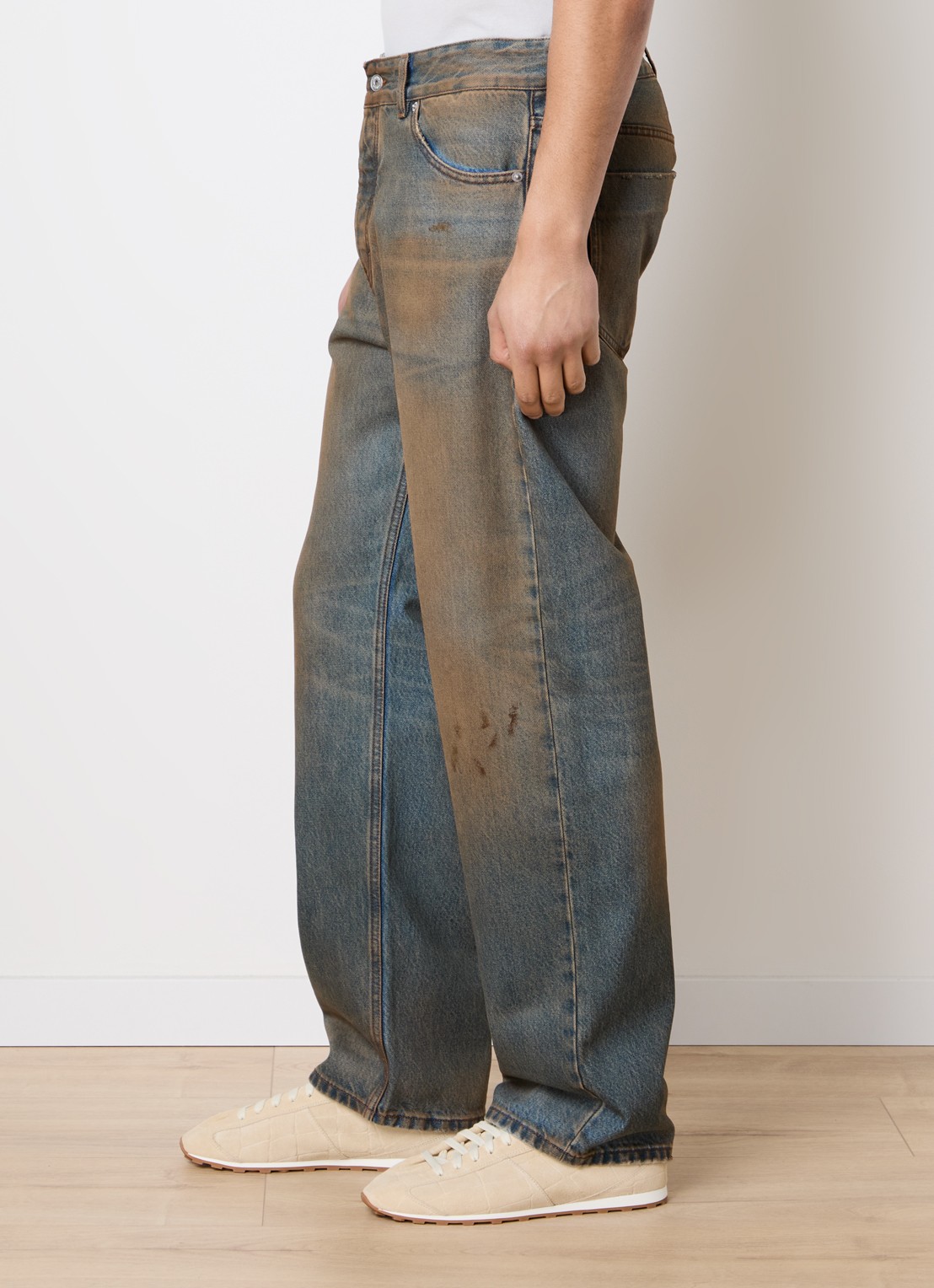 Jacquemus Straight leg jeans met verwassen afwerking - detail 5 beige