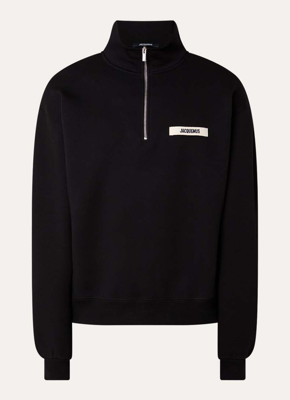 Jacquemus Sweater met logo en halve rits - voorkant 2 zwart