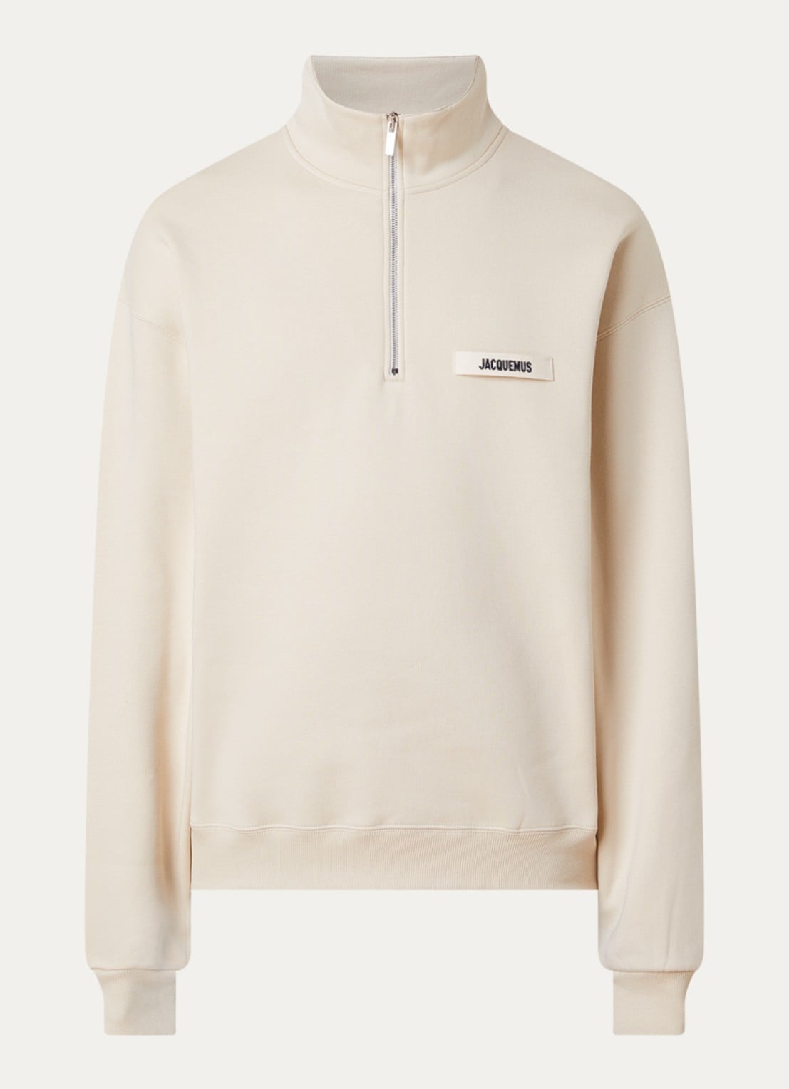 Jacquemus Sweater met logo en halve rits - voorkant 4 zand