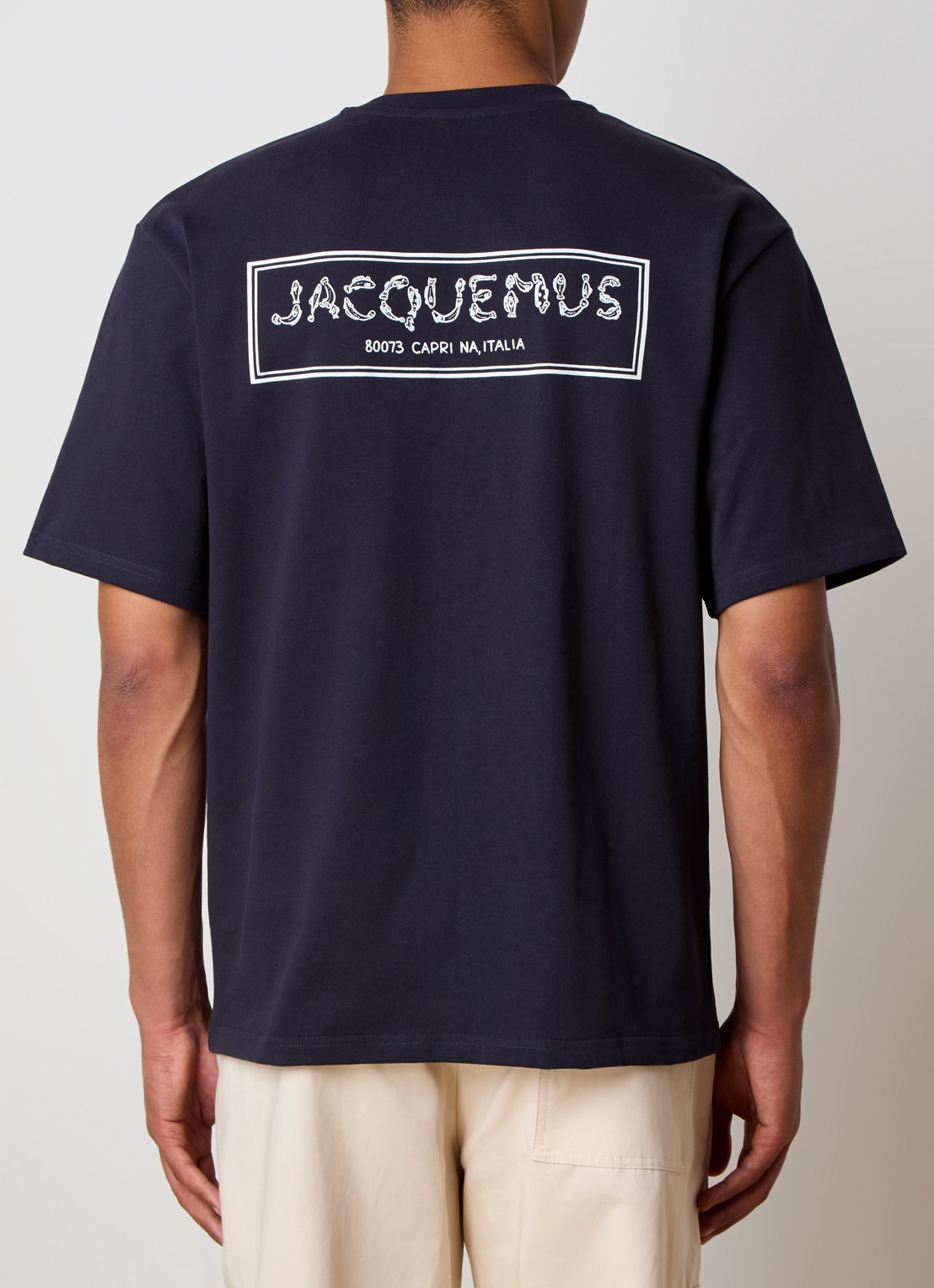Jacquemus T-shirt met logo- en backprint - detail donkerblauw