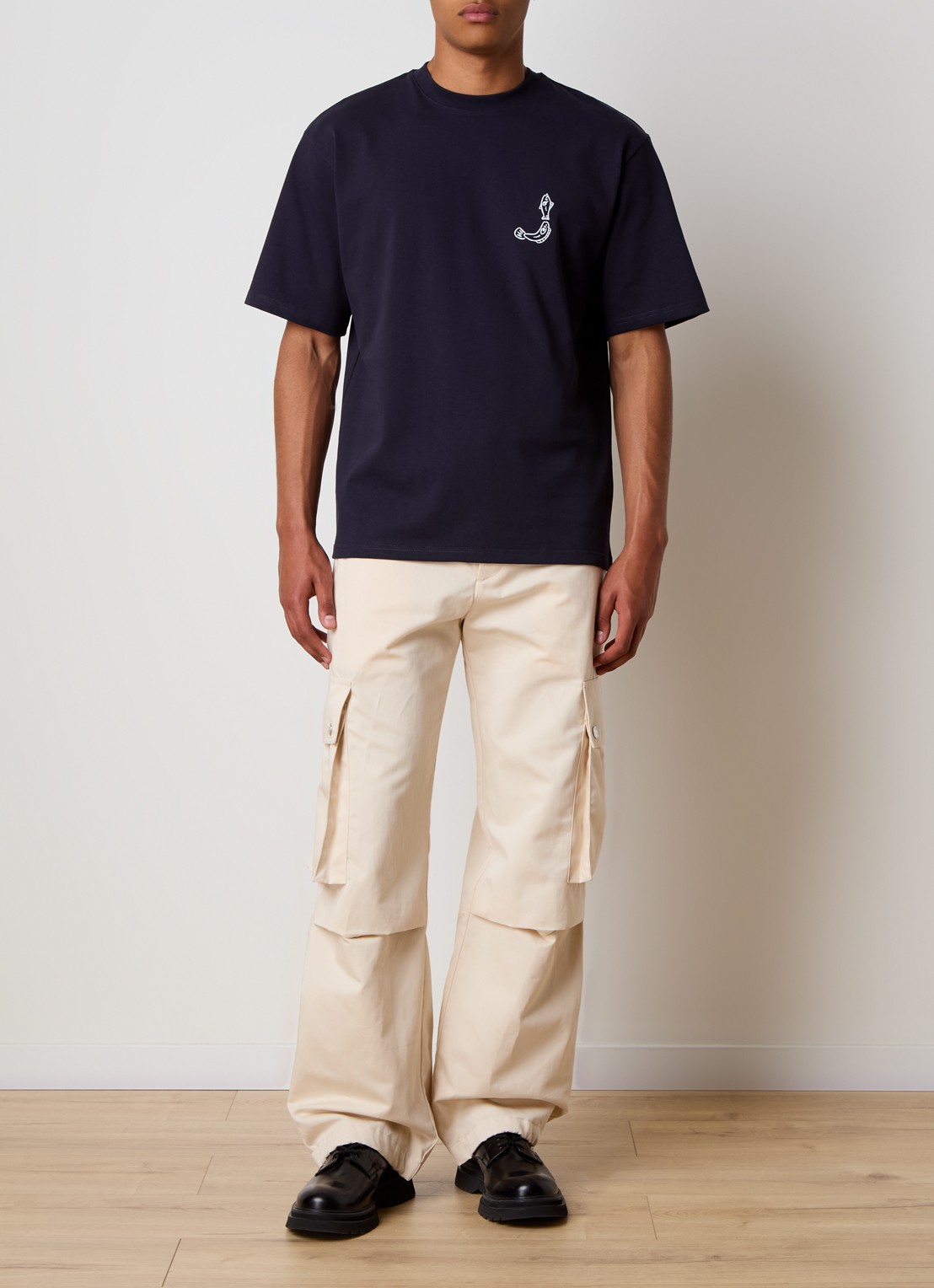 Jacquemus T-shirt met logo- en backprint - voorkant 5 donkerblauw