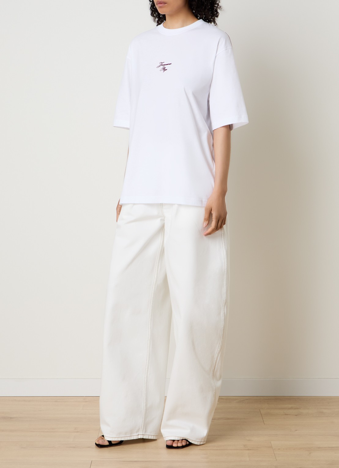 Jacquemus T-shirt met logo- en backprint - voorkant 3 rood