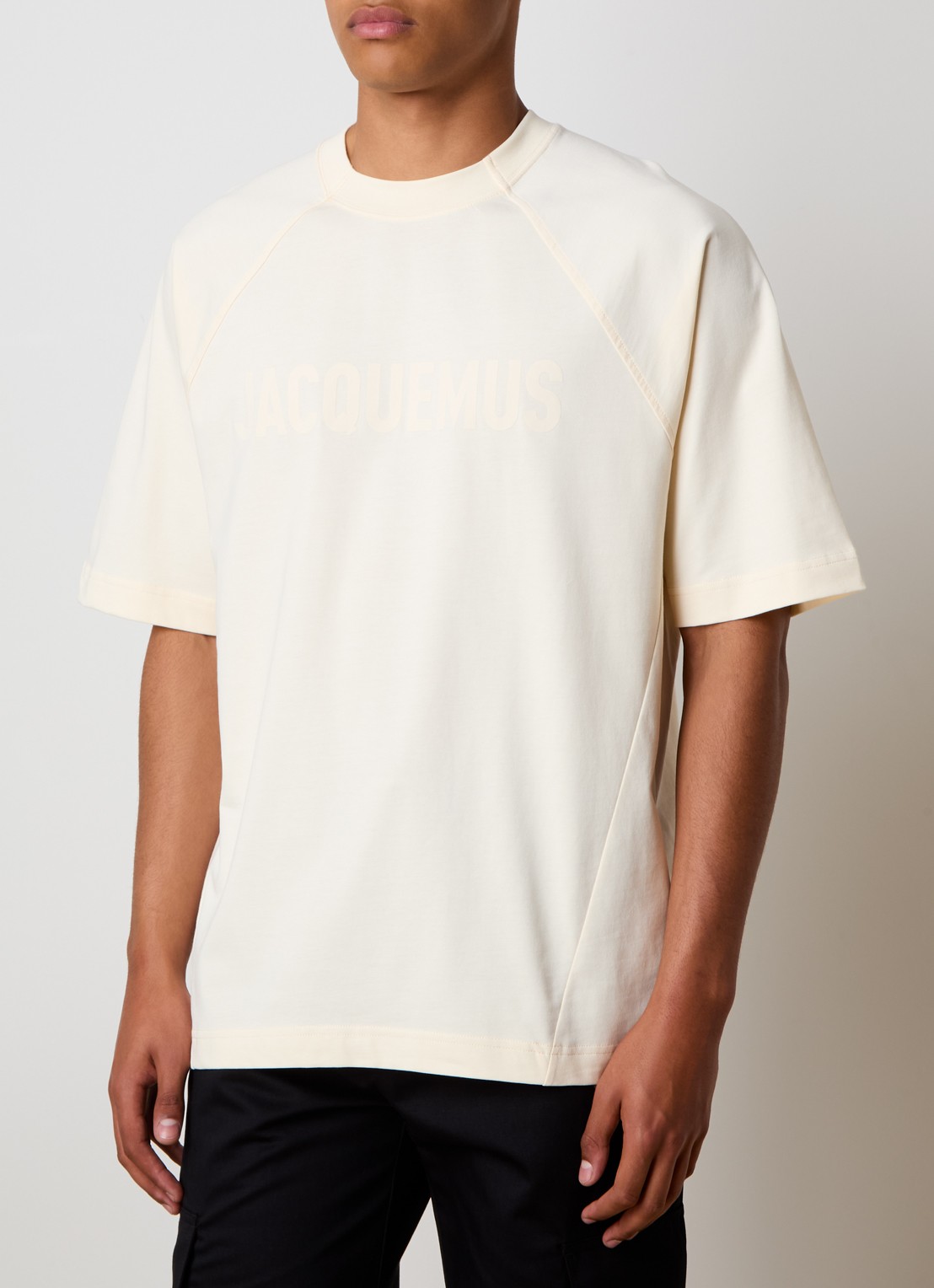 Jacquemus T-shirt met logoprint - detail beige