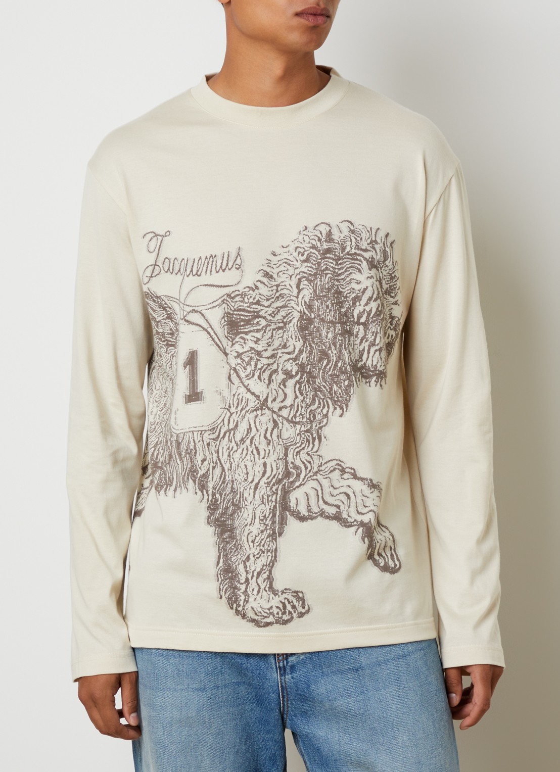 Jacquemus T-shirt met logoprint - detail beige