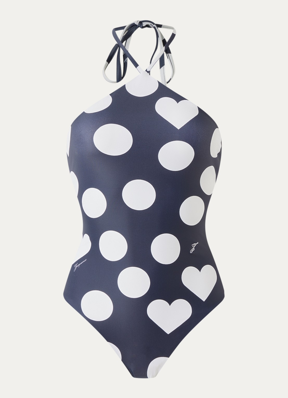 Jacquemus The Bastide Halter badpak met print  - voorkant donkerblauw