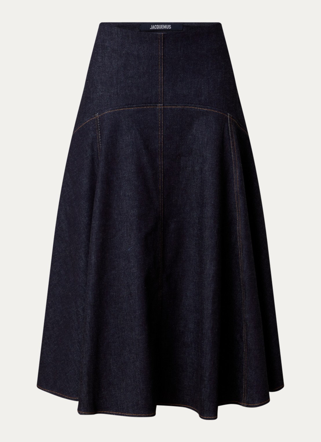 Jacquemus The Triangle-de-Nîmes midi spijkerrok in kasjmierblend - voorkant 4 donkerblauw