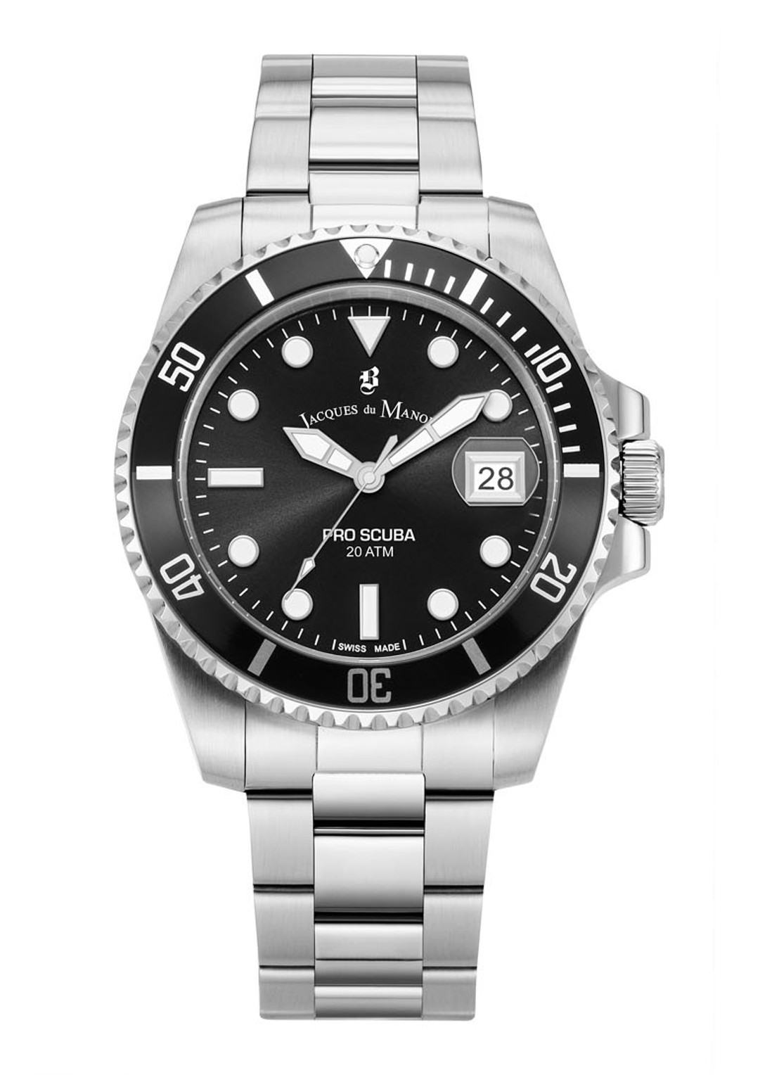 Jacques du Manoir Pro Scuba horloge JWG02702 - voorkant zilver