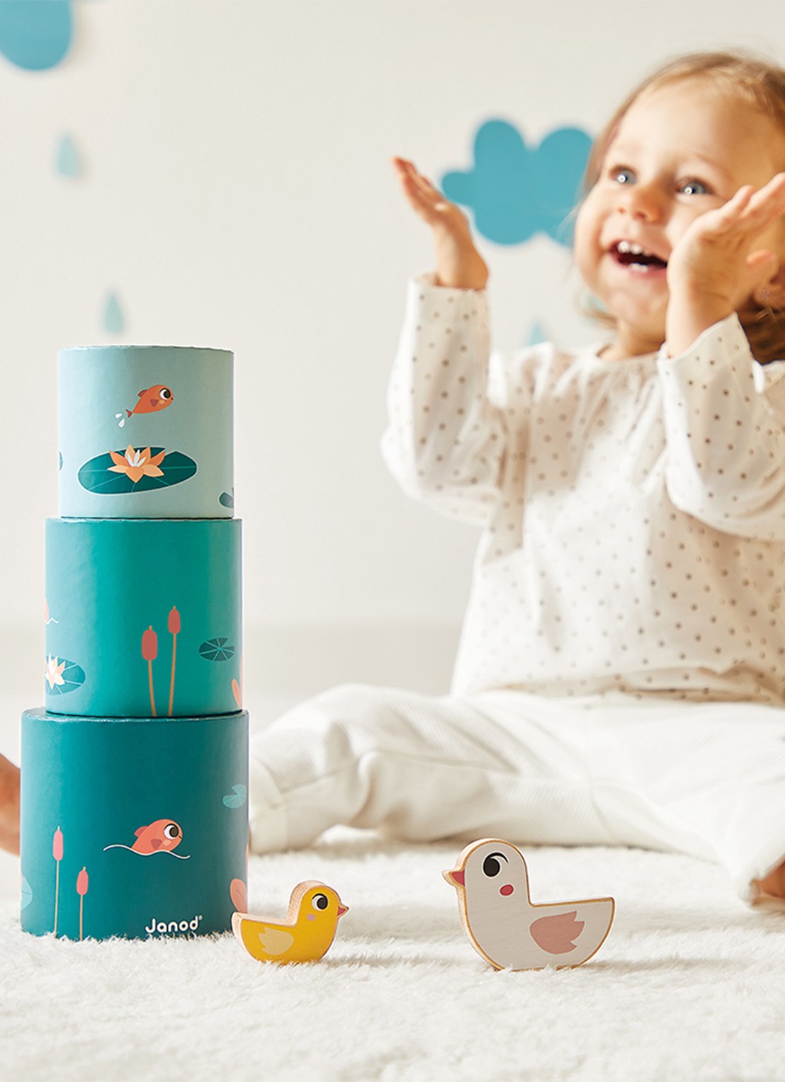 Janod Activiteitenbox van hout 4 in 1  - voorkant 2 multicolor