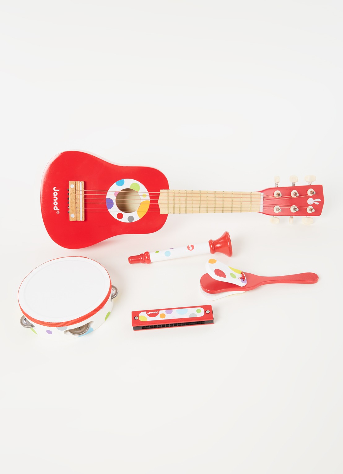 Janod Confetti Music Live muziekset 5-delig - voorkant 2 rood