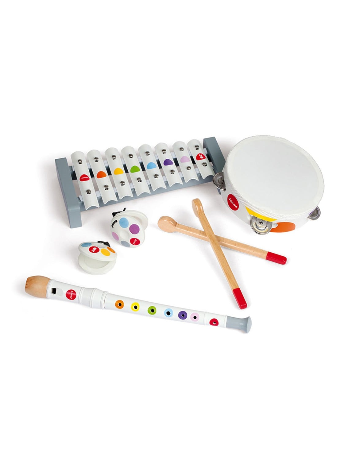 Janod Confetti muziekinstrumenten set 7-delig - voorkant 2 multicolor